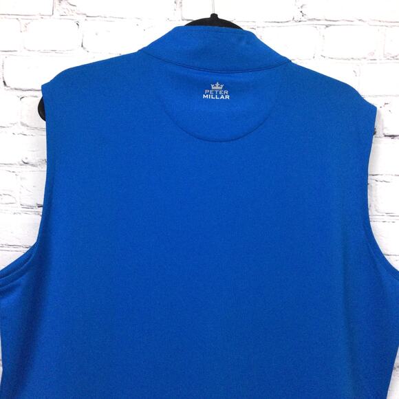 Peter Millar Mock Neck Full Zip Soft Casual Royal Blue Lined Golf Vest Men's L - Picture 4 of 14